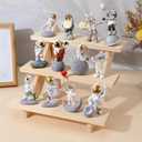 2 Pcs 3 Tier Wooden Display Stand, Tiered Earring Display Stand for Photos, Cards, Jewelry, Accessories, Cupcake Stands for Supplier, Retail, Outdoor Stalls, Home