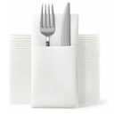 JEBBLAS Disposable Cloth Like Napkins, Built-in Flatware Pocket, Wedding Party Linen Feel White Napkin, Prefolded for Silverware,50 Count