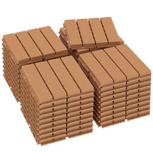 Goovilla Plastic Interlocking Deck Tiles, 36 Pack Balcony Flooring, 12"x12" Waterproof Outdoor Flooring All Weather Use, Patio Floor Decking Tiles for Porch Poolside Backyard Concrete, Dark Khaki