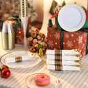 Goodluck 320PCS Gold Disposable Plastic Dinnerware Set for 40 Guests, Include 40 Dinner Plates, 40 Dessert Plates, 40 Napkins with Silverware, 40 Cups, 40 Champagne Glasses, for Christmas, Wedding