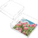 2 Pack Scalloped Acrylic Trays with Magnetic Mat, Clear Display Organizer, Magnetic Photo Display Tray for Art Prints, Postcards, Jewelry Storage, Office & Home Decor Gift for Women & Mom