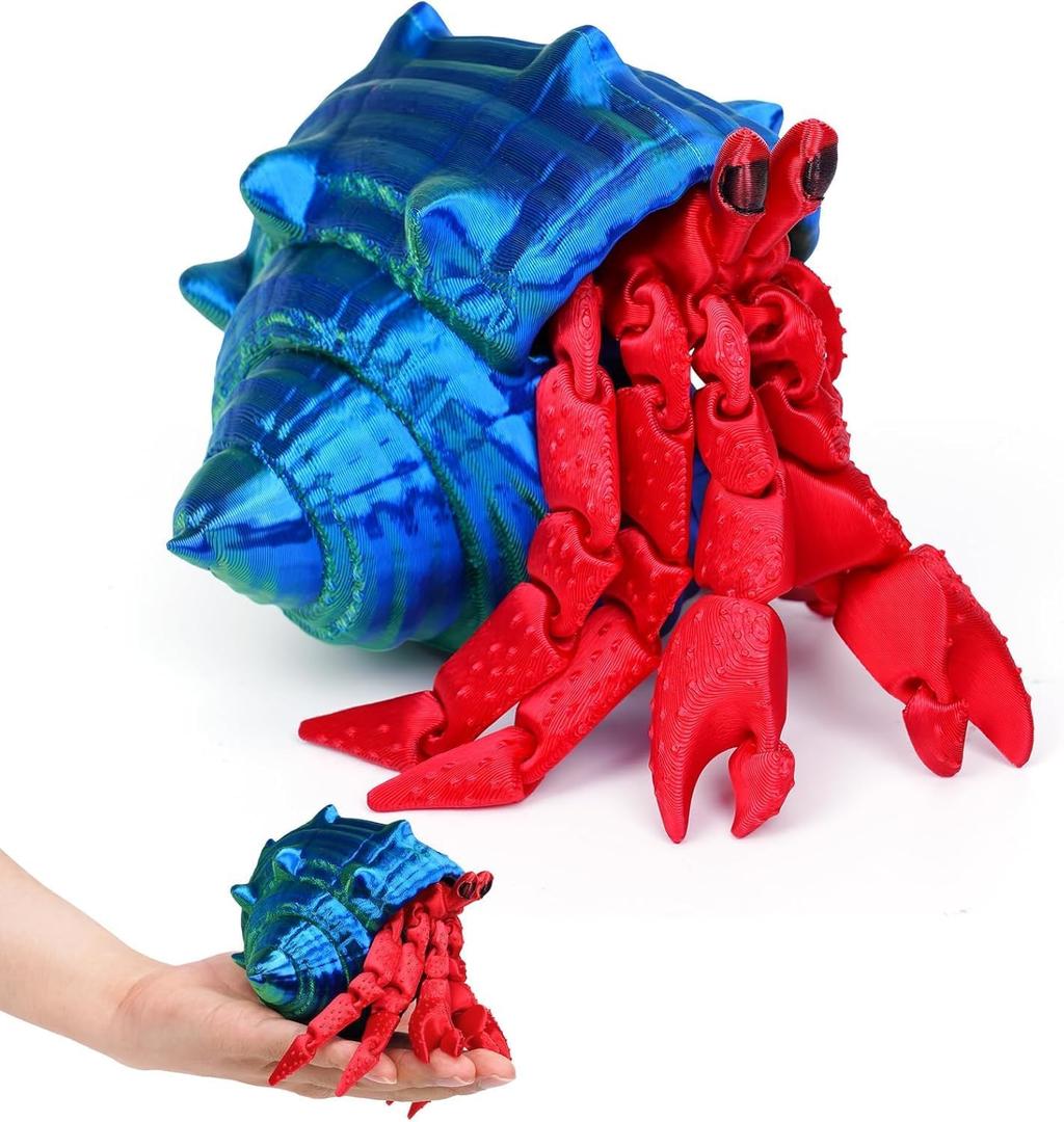 3D Printed Hermit Crab,3D Printed Dynamic Animals Toy,Full Articulated Flexible Crystal Hermit Crab Fidget Toys,Adults Fidget Toys for Autism ADHD,Home Office Decor (Blue Green)