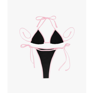 Bikini Set for Women, V Neck & Low Rise Swimsuits Adjustable & Self-Tied Beach Bathing Suits Swimwear U-Y-3N XS