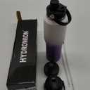 HYDROWION Stainless Steel Water Bottle, 32oz Tumbler Water Flask W/Straw Lid, Spout Lid and Flex Cap, Insulated Water Bottle (Cold for 48 Hrs,Hot for 24 Hrs) Fit in Any Car Cupholder,White&Purple