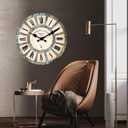 Wood Decorative Wall Clocks for Living Room 24 Inch Big Clock Battery Operated Blue Rustic Wall Clock Silent Non Ticking(No Solid Wood, It is with MDF Material)