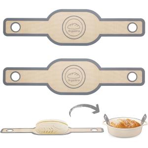Silicone Bread Sling Oval. Non-Stick & Easy Clean Reusable Oval Silicone Baking Mat for dutch oven. With Long Handles Sourdough Bread Baking mat tools supplier Liner, 2 pcs Gray