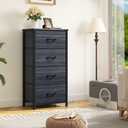 DWVO 4 Drawers Dresser, Dresser for Bedroom, Fabric Storage Tower, Chest of Drawers, Organizer Unit for Closets, Living Room, Sturdy Steel Frame, Wooden Top, Easy Pull Fabric Bins, 11.8"D x 17.7"W x 37.4"H