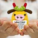 6 x Best Friend Birthday Gifts for Women - Gifts for a Friend Moving Away Gift for Women Graduation, Work, Retirement, Leaving Present for Men, Positive Cow Crochet Emotional Support