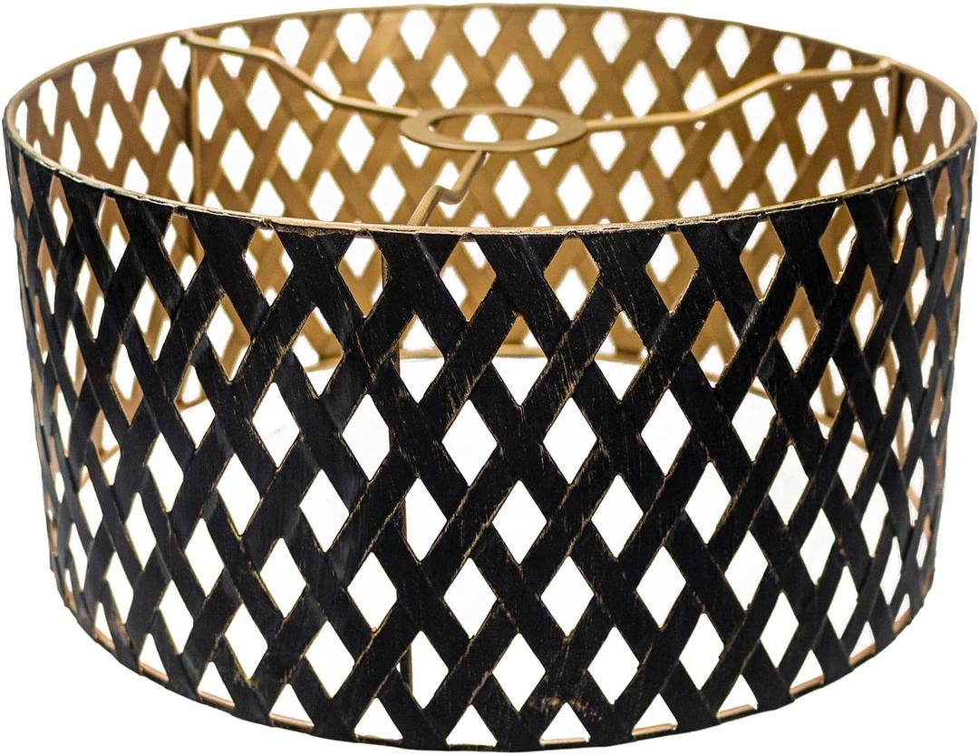 Metal Lampshade Moroccan metal drum shades, Hollow-out Metal Lamp Shade Lamp Covers for Table/Floor Lamp and Chandelier(black/antique brozen gold)