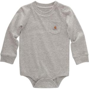 Carhartt Long-Sleeve Pocket Bodysuit (3 Months, Grey Heather) Carhartt Long-Sleeve Pocket Bodysuit (3 Months, Grey Heather)
