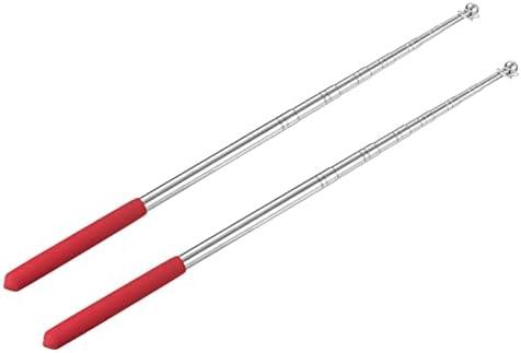 PATIKIL 5 Feet Telescopic Handheld Flagpoles, 2 Pack Stainless Steel Extendable Portable Guide Flag Pole for Tour Guides Teacher Pointer, Red