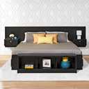 Prepac Nightstand Headboard, Black, Queen