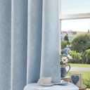 Beauoop Blue Floral Jacquard Blackout Curtains 84 Inches Long 2 Panels for Living Room Bedroom Chenille Flower Room Darkening Thermal Insulated Soundproof Grommet Window Drapes, 52x84 Set of 2
