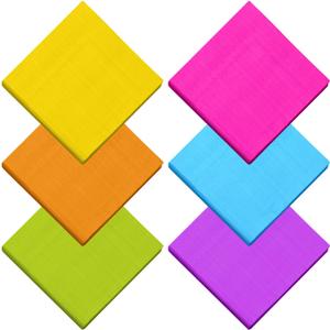 Resinta 120 Pieces Cocktail Napkin Neon Napkins Beverage Luncheon Paper Napkins 2 Ply for Party Favors, 6 Colors (Green, Blue, Orange, Rose Red, Purple, Yellow)