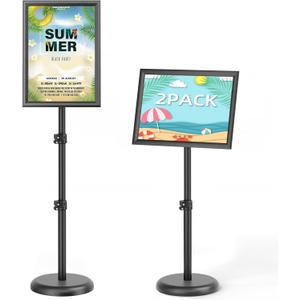 2Pack Sign Holder,11x17 inch Telescopic Adjustable Floor Sign Stand - Aluminum Openable Frame, 360 Rotatable, Suitable for Vertical and Horizontal Display - Perfect for Malls, Schools, Restaurants