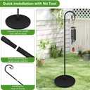 63 Inch Shepherds Hooks for Outdoor Indoor with Round Base Stand, Adjustable Shepherds Hook for Bird Feeder, Lanterns, Wind Chime in Patio Garden