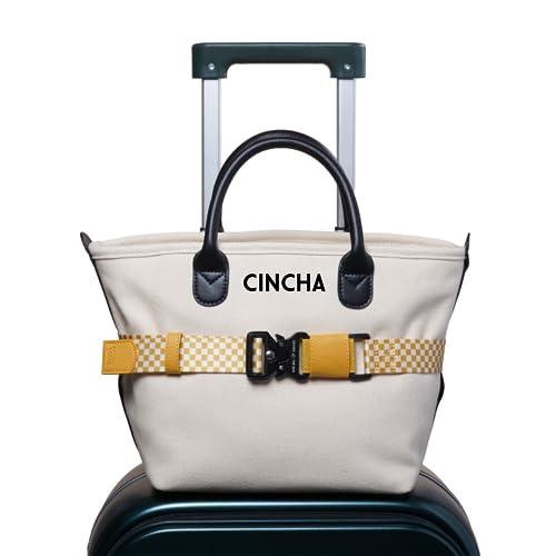Cincha Mini Travel Belt for Luggage - Stylish & Adjustable Add a Bag Luggage Strap for Carry On Bag - Airport Travel Accessories for Women & Men - As Seen on Shark Tank (Cream and Marigold)