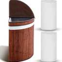 Gueevin Corner Laundry Hamper with Lid and 2 Removable Cloth Liners Bamboo Corner Laundry Basket Collapsible Clothes Basket Storage Bin for Bedroom Bathroom Living Room(Espresso Color), 14 x 14 x 24.5 inches