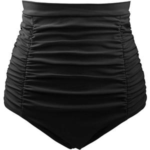 DANIFY Women's Ruched High Waisted Bikini Bottom Tummy Control Swim Bottoms Vintage Plus Size Tankini Swimsuit Bottoms (10, Black)