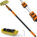 14FT Car Wash Brush with Long Handle, 12-Inch Soft Bristle Car Cleaning Brush for Cleaning RV, Truck, Boat, Solar Panels, Orange