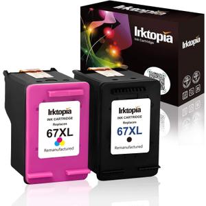 Inktopia 67XL Ink Cartridges Black Color Combo Pack Compatible for HP 67 Ink XL 2827e hp67xl hp67 for 2700 2700e 2752 2742e 2755 2755e 4100 2855 4227e 4155 6000 6055e 6400 6458 6455e Printer