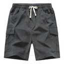 Buytop Boy's Corduroy Hiking Cargo Shorts Lightweight Kids Workout Shorts Casual Elastic Waistband Drawstring Girls Jogging Short with Multi Pockets(W1566DarkGray-16) (Gray)