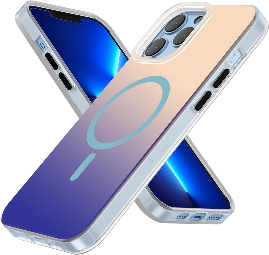 AUROX Magnetic Case for iPhone 13 Pro Max Case, Compatible with MagSafe, Shockproof Military-Grade Protection Phone Case, Iridescent Translucent Matte Slim Protective Phone Cover, Gradient Blue
