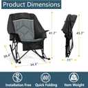400lbs Rocking Camping Chair, Oversized Heavy Duty XL Folding Rocker for Adults, Padded High Back Big & Tall Support, with Cup Holders & Carry Bag for RV, Lawn, Patio & Sports