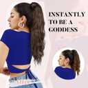 Flufymooz Ponytail Extension, Flexible Wrap Around Ponytail Extension Long Wavy Curly Ponytail Hair Extensions Natural pony tail Synthetic Hairpiece for Women 26 Inch (Cool Blonde)