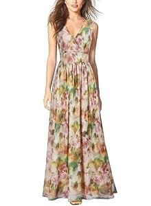 WOOSEA Women Sleeveless Deep V Neck Sexy Mesh Loose Maxi Casual Long Dress, Medium