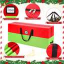 9 ft Christmas Tree Storage Bag Heavy Duty 420D Oxford Artificial Christmas Tree Bag with Reinforced Handles Dual Zippers Card Slot Wide Opening Extra Large Storage Container, Green and Red