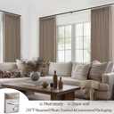 Blackout Two Layer Linen Curtains 86 Inches Long for Classroom 2 Panels Set, Memory Trained Pinch Pleated Insulated Sound Dampening Farmhouse Dark Brown Light Blocking Windows Curtain with Back Tab