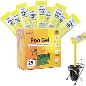 AOKE Portable Toilet Powder, 25 Pack Poo Gel Lavender scent for Camping Eco Absorbent Gel Liquid Waste Gelling and Deodorizing Powder, Emergency Toilet Waste Treatment for Outdoor Camping Hiking