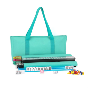 Mahjong Tile Set,166 White Tiles Mahjong Set, 4 All-in-One Rack/Pushers, American Mahjong Set with Green Carrying Bag
