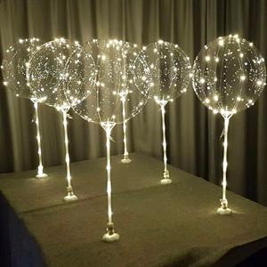 Lightsfever warm white 6pc LED Light up Balloon with sticks, stands and batteries, Table top centerpieces for party, 4th July Decor, no helium required DIY Kit (warm white)
