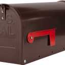 Bronze Metal Mailbox Post Mount, RAINHOL Medium Compacity Mail Box, Galvanized Steel Standard Mailboxes for Outside, 20 x 8.7 x 6.7 inches