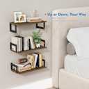 Harwaya Floating Book Shelves for Wall Set of 3, 17 x 8 Inch Deep Wooden Wall Bookshelf for Bedroom Office, Rustic Wood Hanging Wall Shelves for Living Room Kitchen (Dark Brown)