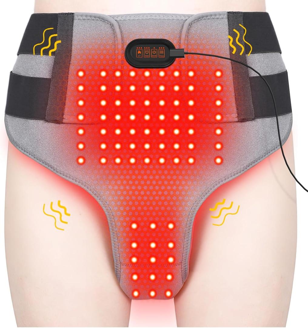 Heating Pad for Period Cramps,162 LEDs Light Therapy Massage Pad for Supporting Prostate Health and Relieving Perineal Discomfort,3 Light and Vibration Models Wearable Heating Pad Gifts for Family