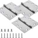 3-Pack Heavy Duty Commercial Door Hinge with Silent Steel Plain Bearing, 4.5 inch X 4.5 inch, Thickness 3 mm Stainless SteelSuper Bearing Capacity