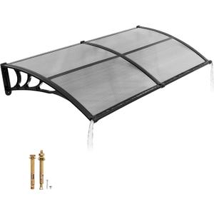 VEVOR Awnings for Door Entrance, 38" x 78" Window Door Awning Canopy Exterior with Drainage & ABS Bracket, Polycarbonate Cover Patio Door Awnings for Sun, UV, Rain, Snow Protection (Smoky Gray）