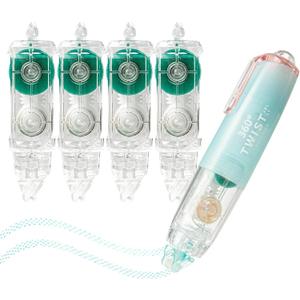 2 x Double-Sided Tape Roller, 0.24In16.4Ft, 360 Rotating Head, Refillable Core, Retractable Tape Dispenser for Scrapbooking and Crafts(Blue1 Main Body+ 4 Replacement Refills)