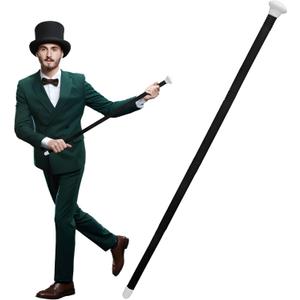 Nicky Bigs Novelties Adult Costume Accessory Plastic Tuxedo Dance Recital Parade Walking Cane Handheld Prop Staff 44 Inches (Black)