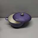 Iron Dutch Oven Pot with Lid, Enameled, Round, Dual Handles, Heavy-Duty, Medium  Purple