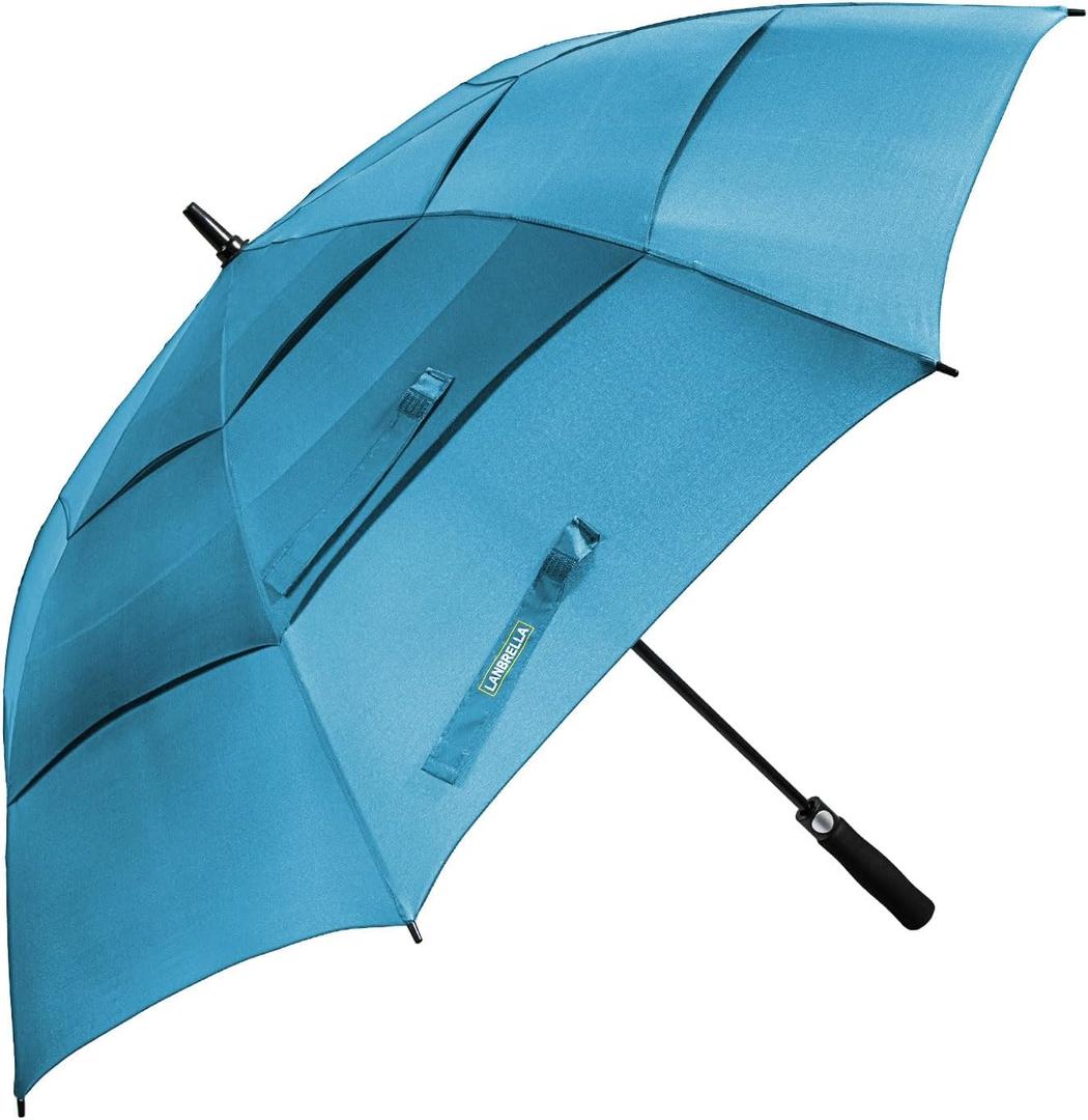 LANBRELLA Golf Umbrella Windproof Stick Umbrella Triple-layer Inter-vented Canopy Vented Auto Open 62 Inch