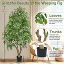 7FT Artificial Ficus Tree Tall Faux Indoor Plant with Lush Green Leaves