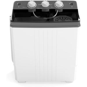 Portable Washing Machine, Twin Tub 20Lbs Capacity, Compact Laundry Washer(12Lbs) and Spinner(8Lbs), Durable Design for Apartment Dorm RV, Grey+White