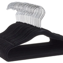 Basics Kids Velvet, NonSlip Clothes Hangers for Infant and Toddler, 11.6 in (for baby clothes), Pack of 50, Black