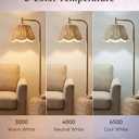 JOOFO Boho Floor Lamp with Remote & Foot Switch, Brushed Gold Standing Lamp with Flower-Inspired Textured Shade, Stepless Dimmable Tall Lamp for Living Room Bedroom Reading (Bulb Included)