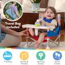 Nuby Pop-Up Booster Seat with Removable Tray - 6+ Months - Portable Booster Seat for Floor for Indoor/Outdoor Use - 3-Point Safety Adjustable Straps - Summer Travel Essentials - Green