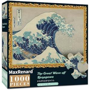 MaxRenard Game 1000 Pieces Jigsaw Puzzle for Adult Fine Art Collection Toy The Great Wave Off Kanagawa Puzzle
